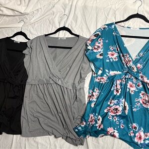3 piece set maternity/nursing shirts